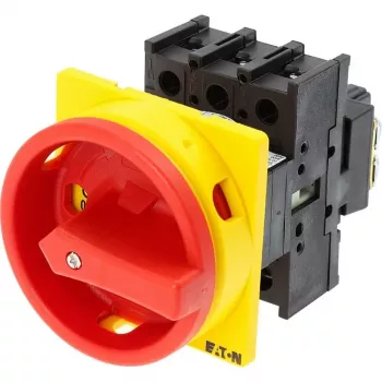 Eaton P1-25/EA/SVB 3 polių sukamasis pagrindinis jungiklis, 25 A, IP65, raudona/geltona rankena 041097