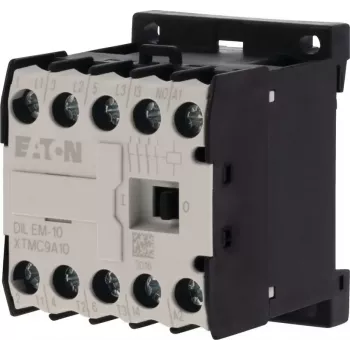 Eaton DILEM-10-G(12VDC) mini kontaktorius, 3 polių, 12 V DC ritė, 9 A AC-3, 1 NO pagalbinis, IP20, varžtiniai gnybtai, DIN bėgelio / varžtinis montavimas, juodas / baltas 079594