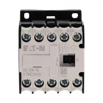 Eaton DILEM-10-G(12VDC) mini kontaktorius, 3 polių, 12 V DC ritė, 9 A AC-3, 1 NO pagalbinis, IP20, varžtiniai gnybtai, DIN bėgelio / varžtinis montavimas, juodas / baltas 079594