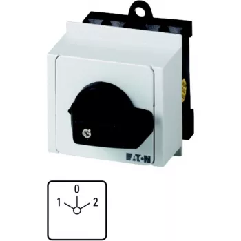 Eaton T0-3-8212/IVS 3 polių ON-OFF rotacinis jungiklis, 20 A, 690 V, juoda rankenėlė, balta priekinė plokštė, IP65 079186