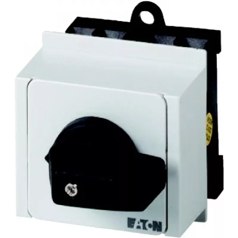 Eaton T0-3-8212/IVS 3 polių ON-OFF rotacinis jungiklis, 20 A, 690 V, juoda rankenėlė, balta priekinė plokštė, IP65 079186