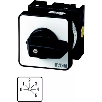 Eaton T0-3-8243/E kumštelinis jungiklis, 3 polių, 20 A, 690 V AC, juoda rankenėlė, balta priekinė plokštė 081565