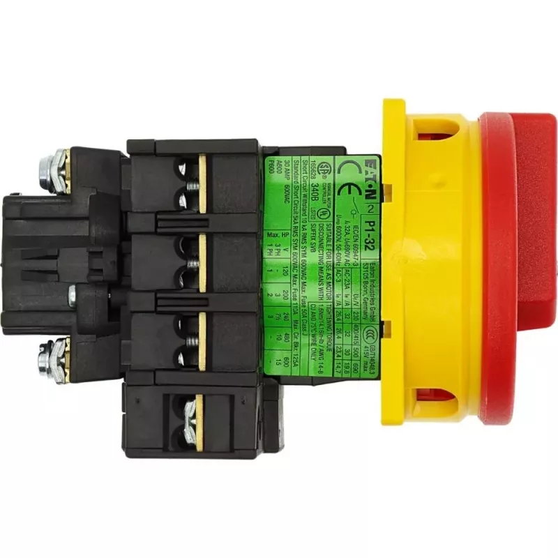 EATON P1-32/EA/SVB/N pagrindinis jungiklis 32A 3P+N su avariniu sustabdymu, įleidžiamojo montavimo 091079