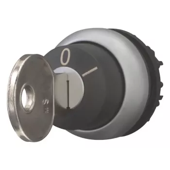 Eaton M22-WRS-MS2-A1 raktu valdomas selektoriaus jungiklio aktorius, 2 padėtys, fiksuotas, 22,5 mm, metalinis priekinis žiedas, juodas 111780