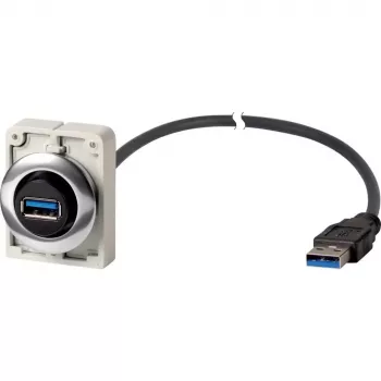 Eaton M30C-FUSB-60 skydelyje montuojamas USB 3.0 Type A lizdas su 1,5 m kabeliu, metaliniu priekiniu žiedu Y7-187084