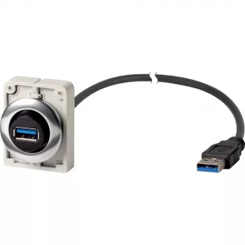 Eaton M30C-FUSB-60 skydelyje montuojamas USB 3.0 Type A lizdas su 1,5 m kabeliu, metaliniu priekiniu žiedu Y7-187084