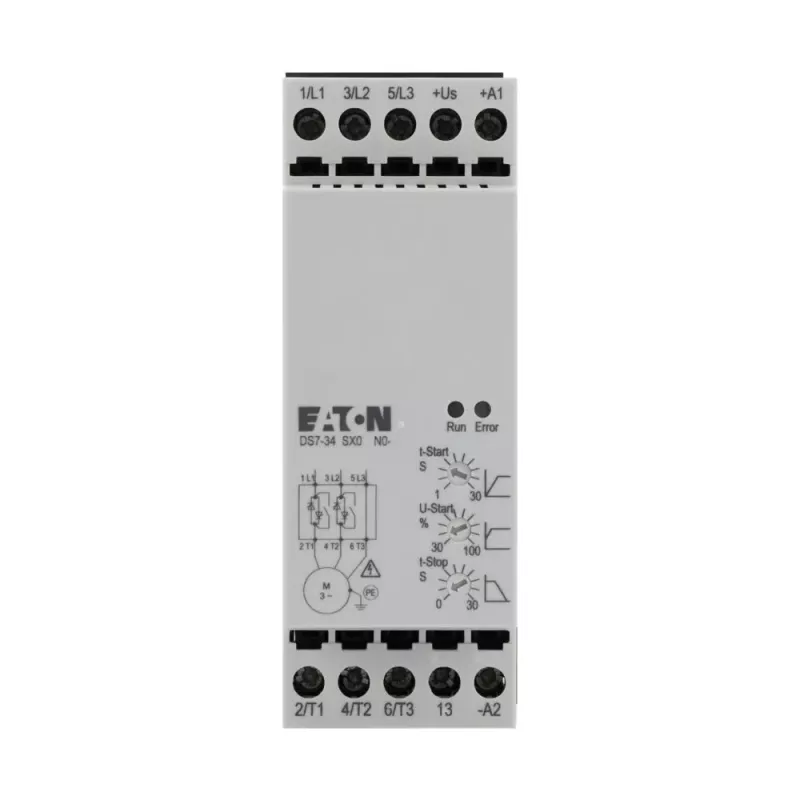 Eaton DS7-340SX009N0-N švelnaus paleidimo starteris, 9 A, 4 kW, 200-460 V AC, 24 V AC/DC valdymas, pilkas 134910