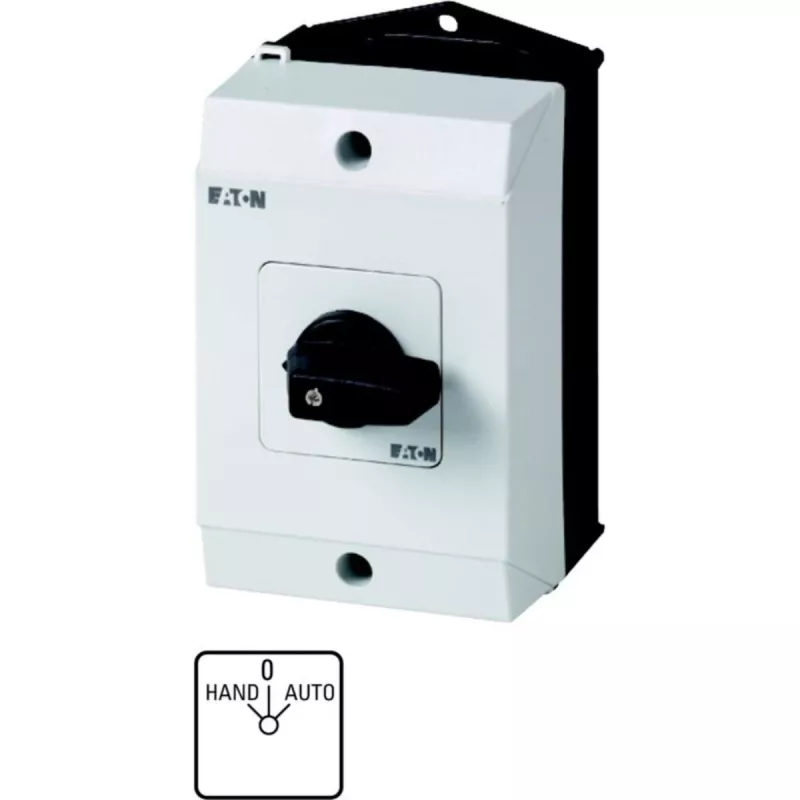 Eaton T0-1-15431/I1 vienpolė svirtinė perjungimo rankenėlė, 20 A, IP65, juoda/balta 207070
