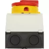 Eaton T0-1-8200/I1/SVB 1 polių pagrindinis jungiklis, 20A, raudona/geltona rankena, IP65 priekis 207145