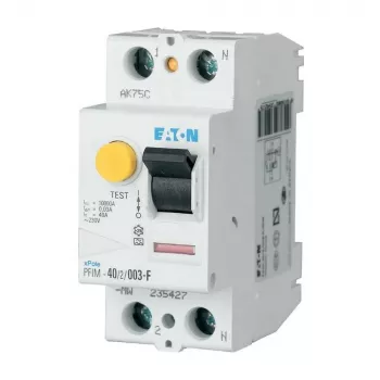 EATON PFIM-25/2/003-G/F F tipo liekamosios srovės automatinis jungiklis (RCCB), 2 polių, 25 A, 30 mA, G/F charakteristikos 187449
