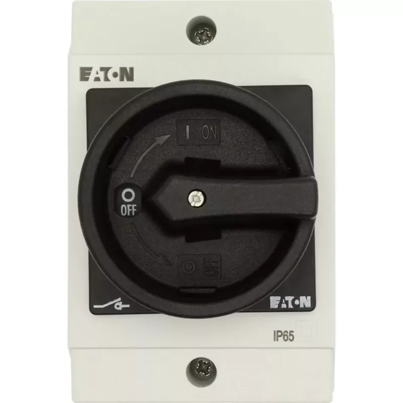 Eaton T0-2-1/I1/SVB-SW 20A 2 polių ON-OFF kumštelinis jungiklis, priekinio montavimo, IP65, juodas 207148