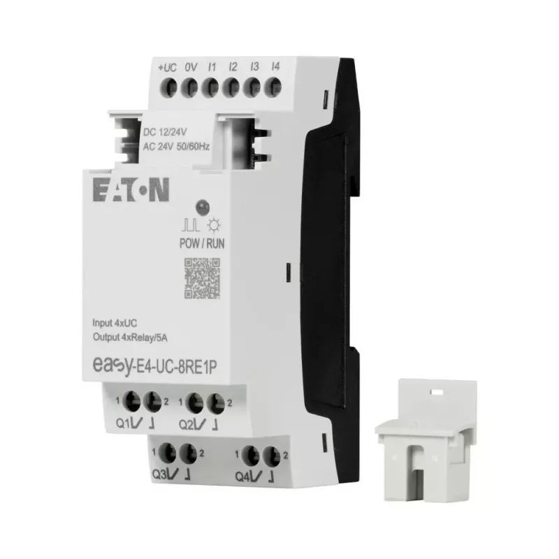 Eaton EASY-E4-UC-8RE1P plėtimo modulis, 8 relių išėjimai, 12/24 V DC, 24 V AC, DIN bėgelis 197510