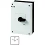 Eaton T5B-3-8401/I4 kumštelinis jungiklis, 3 polių, 20 A, 690 V AC, 3 padėčių, 90°, juoda rankena, balta legenda, priekinio skydo montavimas 207227