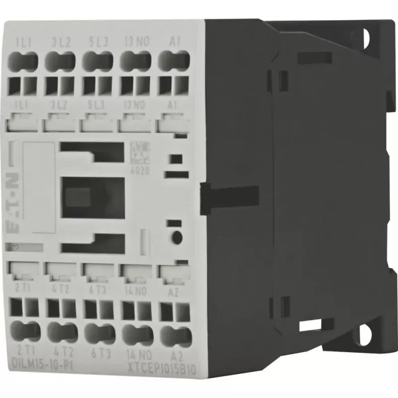 Eaton DILM15-10(24VDC)-PI galios kontaktorius, 3 NO pagrindiniai kontaktai, 1 NO pagalbinis, 24 V DC ritė, 15 A AC-3, 7,5 kW 199253
