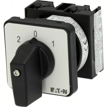 Eaton T0-1-15421/E kumštelinis jungiklis, 1-polis, ON-OFF, 20 A, 690 V AC, svirtinė rankenėlė, juodas, priekinė plokštė 48x48 mm 095806