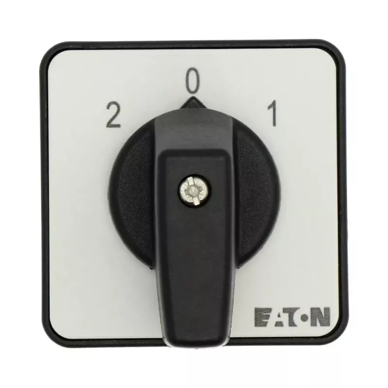 Eaton T0-1-15421/E kumštelinis jungiklis, 1-polis, ON-OFF, 20 A, 690 V AC, svirtinė rankenėlė, juodas, priekinė plokštė 48x48 mm 095806