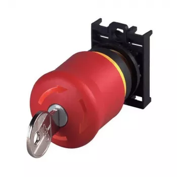 Eaton M22-PVS/K01 avarinio sustabdymo mygtukas su raktiniu atlaisvinimu, 1 NC, priekinio montavimo, 22,5 mm, raudonas/geltonas 216514