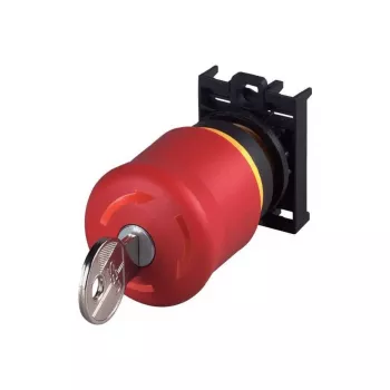 Eaton M22-PVS/K01 avarinio sustabdymo mygtukas su raktiniu atlaisvinimu, 1 NC, priekinio montavimo, 22,5 mm, raudonas/geltonas 216514
