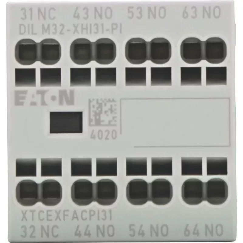 Eaton DILM32-XHI31-PI pagalbinis kontaktų blokas, 3NO+1NC, 4A, varžtiniai gnybtai, priekinis montavimas DILM7-DILM32 kontaktoriams 199312