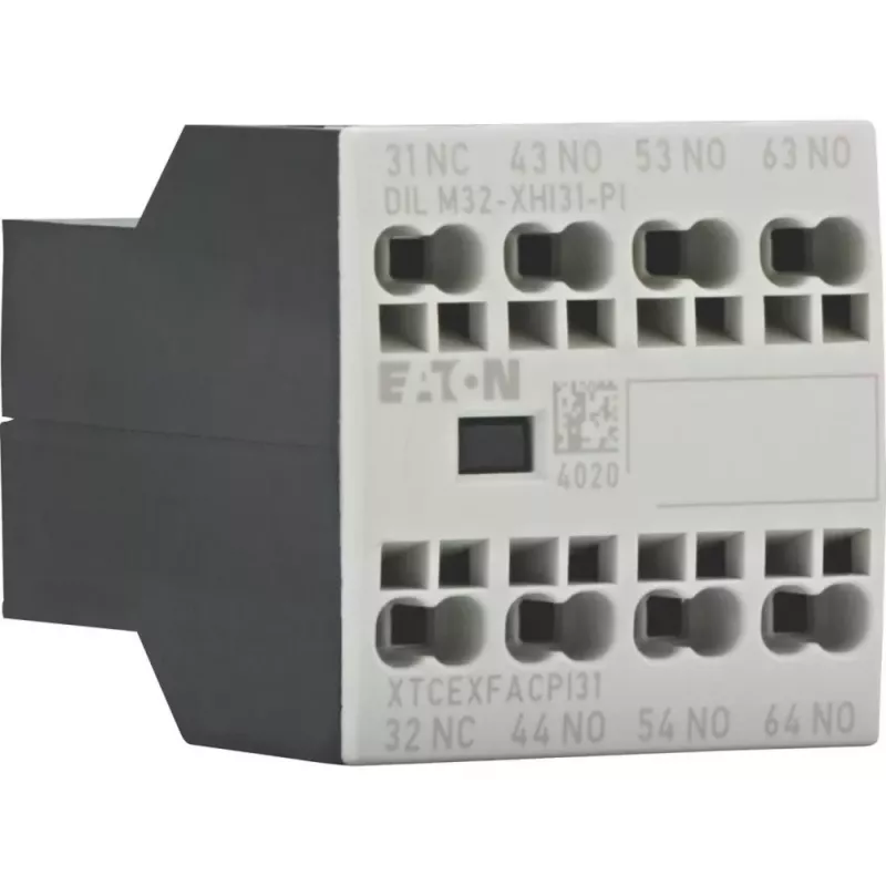 Eaton DILM32-XHI31-PI pagalbinis kontaktų blokas, 3NO+1NC, 4A, varžtiniai gnybtai, priekinis montavimas DILM7-DILM32 kontaktoriams 199312