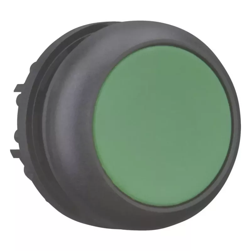 Eaton M22S-D-G mygtuko aktuaratorius, plokščias, momentinis, žalias mygtukas, juodas plastikinis apvadas, 22,5 mm, IP66/IP67/IP69 216597