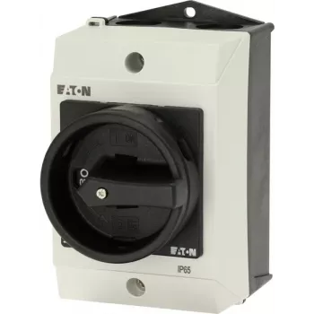 Eaton T0-1-102/I1/SVB-SW 2 polių pagrindinis jungiklis, 20 A, 690 V AC, juoda rankena, balta priekinė plokštė 207144