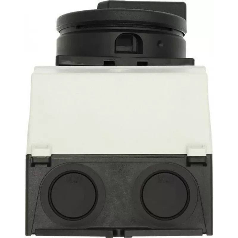 Eaton T0-1-102/I1/SVB-SW 2 polių pagrindinis jungiklis, 20 A, 690 V AC, juoda rankena, balta priekinė plokštė 207144