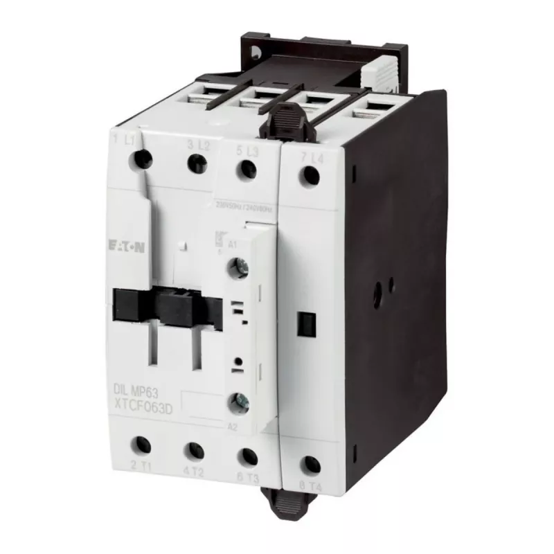 Eaton DILMP63 galios kontaktorius, 3 polių, 63 A, 230 V AC 50 Hz / 240 V AC 60 Hz ritė, 1 NO + 1 NC, IP00 109855