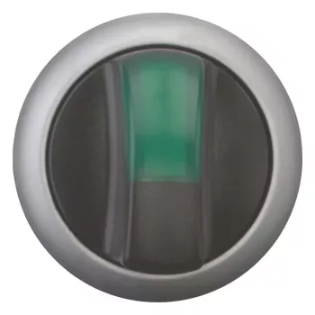 Eaton M22-WLK3-G 3 padėčių selektorinis jungiklis, fiksuojamas, žalia svirtis, titano spalvos apvadas, 22,5 mm 216837