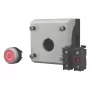 Eaton M22-D-R-X0/KC11/I Mygtuko pavara su kontaktų bloku, raudona, titano spalvos, plastikinė, IP66/IP67/IP69 216521
