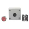 Eaton M22-D-R-X0/KC11/I Mygtuko pavara su kontaktų bloku, raudona, titano spalvos, plastikinė, IP66/IP67/IP69 216521
