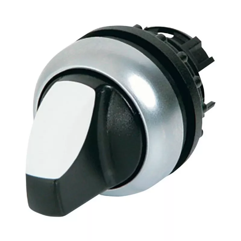 Eaton M22-WRLK3-W 3 padėčių perjungiklio operatorius, plastikinis, baltas svirtis, titano apvadas 216843-BK