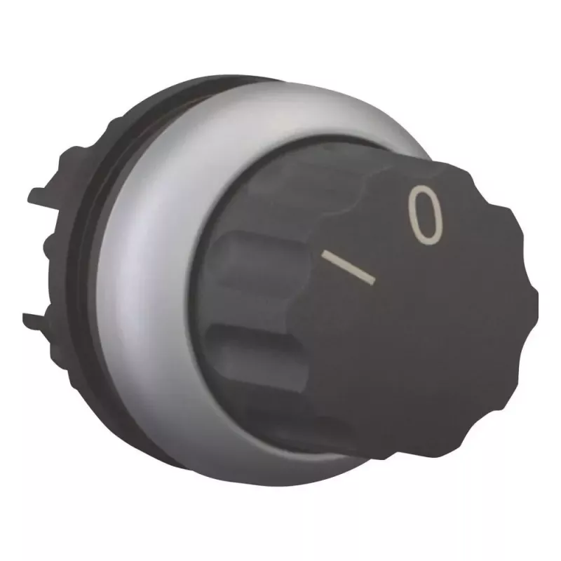 Eaton M22-W selektoriaus jungiklio pavara, 3 padėčių fiksuojama, juoda, plastikinis priekinis žiedas, 22,5 mm montavimas
