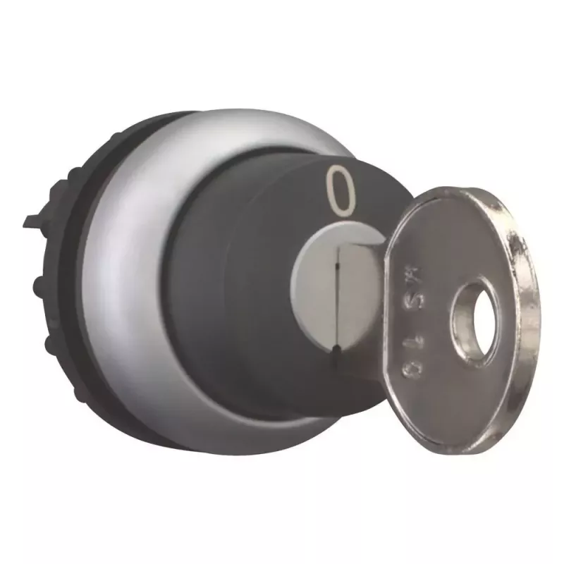 Eaton M22-WRS-MS10-A1 raktu valdomas perjungiklis, 2 padėtys, fiksuotas, MS10 raktas, 22,5 mm montavimas, juodas/sidabrinis, IP66/IP67/IP69K 111776