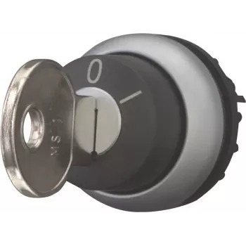 Eaton M22-WRS-A1 raktu valdomas perjungiklis, 2 padėčių, fiksuojamas, juodas, sidabrinis titaninis priekinis žiedas, 22,5 mm montavimas, IP66/IP67/IP69K 229092