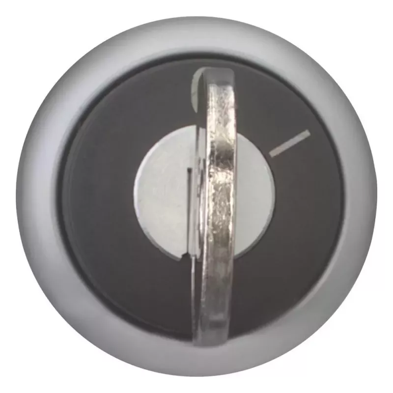 Eaton M22-WRS-A1 raktu valdomas perjungiklis, 2 padėčių, fiksuojamas, juodas, sidabrinis titaninis priekinis žiedas, 22,5 mm montavimas, IP66/IP67/IP69K 229092