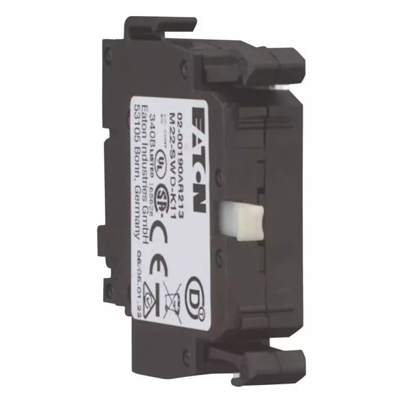 Eaton M22-SWD-K11 2 padėčių fiksuotas pasukimo jungiklio aktorius, juodas, priekinio montavimo, 22,5 mm 115964