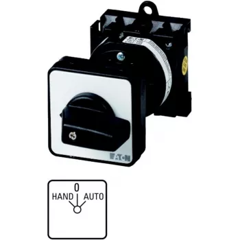 Eaton T0-1-15431/Z rotacinis kumštelinis jungiklis, 1-polio, 20A, 690V AC, įleidžiamas, juodas/baltas