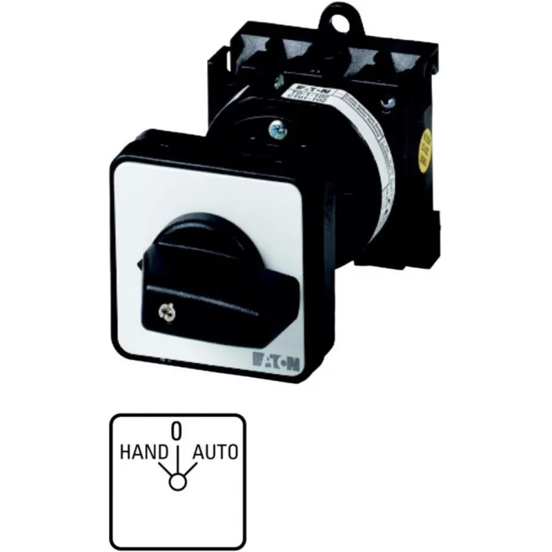 Eaton T0-1-15431/Z rotacinis kumštelinis jungiklis, 1-polio, 20A, 690V AC, įleidžiamas, juodas/baltas
