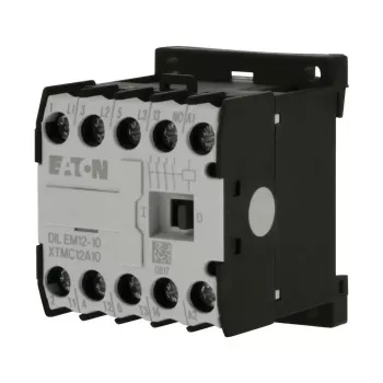 Eaton DILEM12-10 mini kontaktinė relė, 3 polių, 12 A, 230 V 50 Hz / 240 V 60 Hz ritė, 1 NO pagalbinis, IP20, juoda/balta 127075