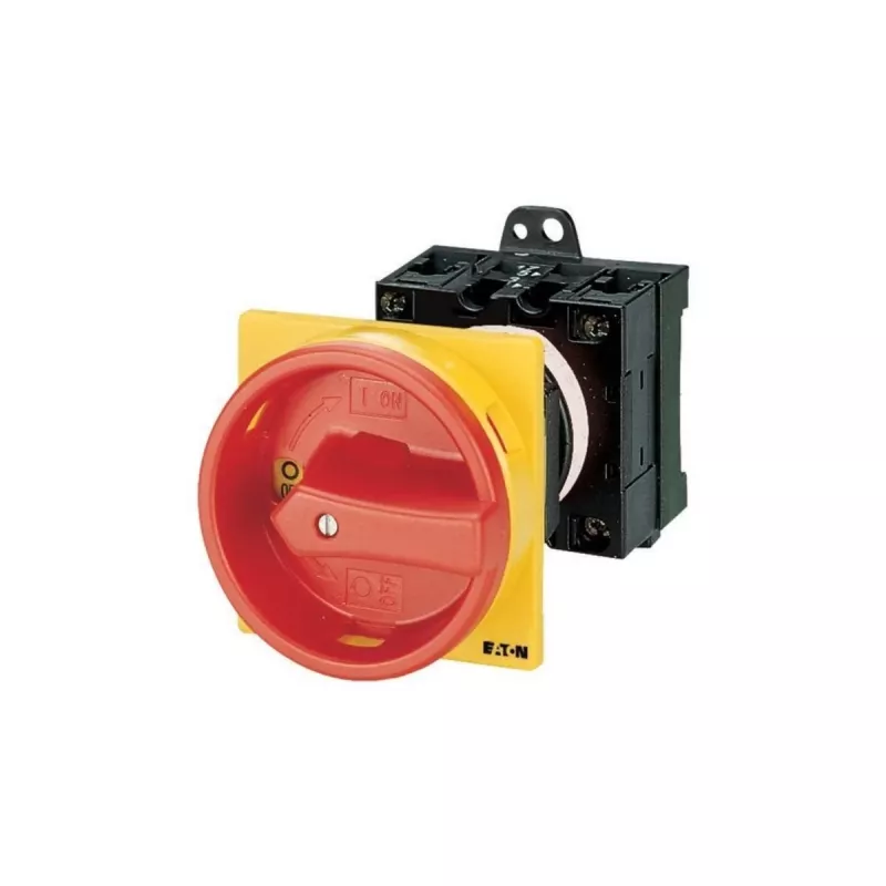 Eaton T0-2-1/V/SVB blokuojamas kumštelinis jungiklis 20 A, 1 polius, 90° raudonas/geltonas