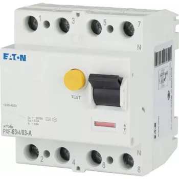 Eaton PXF-63/4/03-A liekamosios srovės automatinis jungiklis (RCCB), 63 A, 4 polių, 300 mA, A tipo 236804