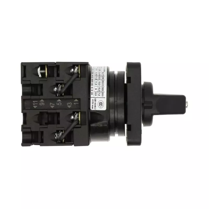 Eaton T0-3-8401/E 3 polių ON-OFF sukamasis jungiklis, 20 A, 690 V AC, juoda rankenėlė, montuojamas priekiniame skydelyje 091047