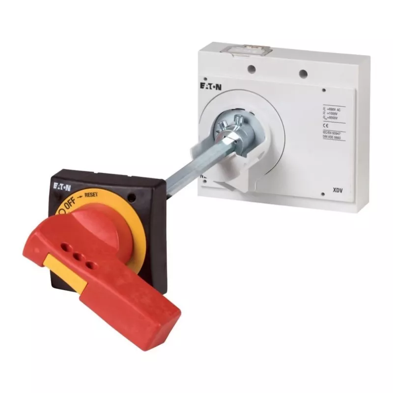 Eaton NZM3-XHBR sukamoji rankena, raudona/geltona, montuojama ant durelių, užrakinama spyna, IP66 266634