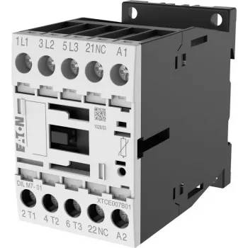Eaton DILM7-01 kontaktoriuss, 3 polių, 7 A, 230 V AC 50 Hz / 240 V AC 60 Hz ritė, 1 NC pagalbinis kontaktas 276585