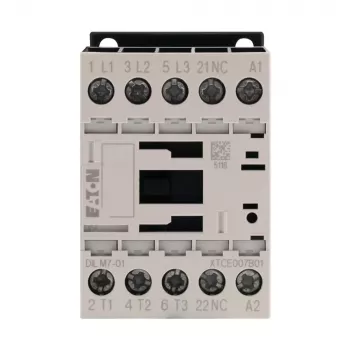 Eaton DILM7-01 kontaktoriuss, 3 polių, 7 A, 230 V AC 50 Hz / 240 V AC 60 Hz ritė, 1 NC pagalbinis kontaktas 276585
