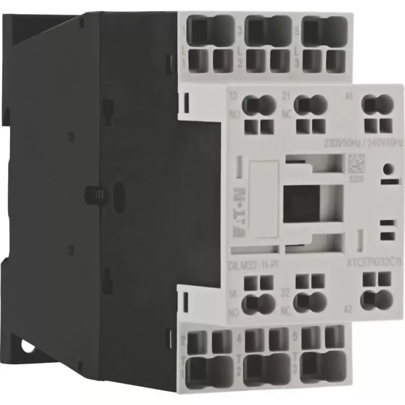 Eaton DILM32-11 galios kontaktorius, 3 polių, 32 A, 230/240 V AC ritė, 1NO+1NC pagalbiniai kontaktai 199289