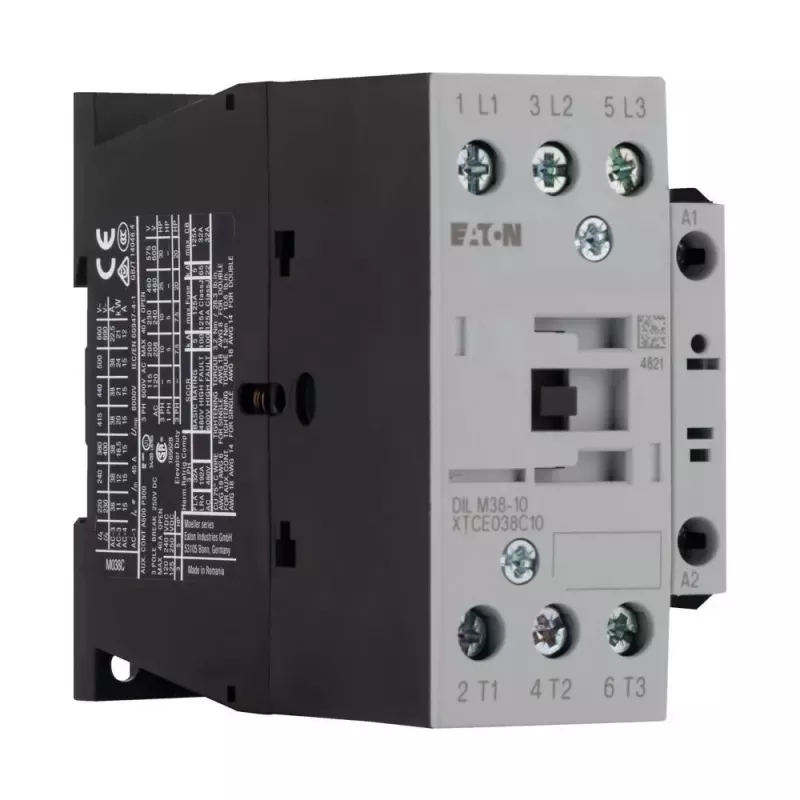 Eaton DILM38-10 galios kontaktorius, 230 V AC 50 Hz / 240 V AC 60 Hz ritė, 3 poliai, 38 A, 1 NO pagalbinis kontaktas 112428