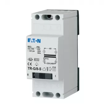 Eaton TR-G/8-S durų skambučio transformatorius 230V į 8V 8VA DIN bėgių montavimas 272482