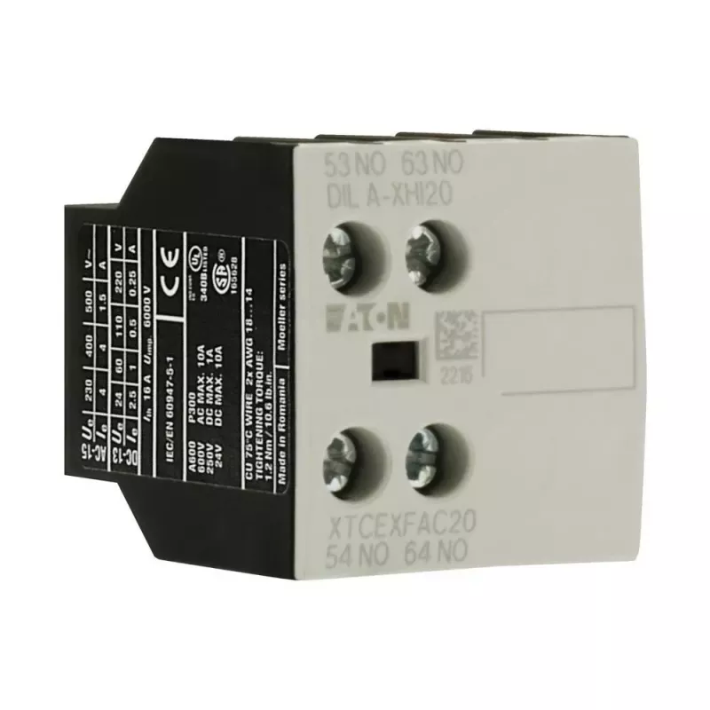 Eaton DILA-XHI20 pagalbinis kontaktų blokas, 45 mm plotis, juodas/baltas, -25 iki 60 °C 276422